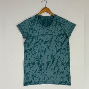 Lululemon Marble Seamless Tee Green Performance Sculpt Active Top